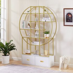 Round Office Bookcase , Display Shelf, (Color: as Pic)