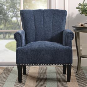 Accent Rivet Tufted Polyester Armchair ,Navy Blue (Color: as Pic)