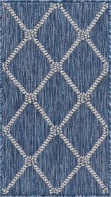 Home Decor Accent Rug Natural Stylish Classic Pattern Design (Color: Navy|White, size: 1'10" X 3'0")