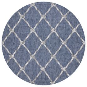Home Decor Accent Rug Natural Stylish Classic Pattern Design (Color: Navy|White, size: 7'6" ROUND)