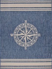 Home Decor Accent Rug Natural Stylish Classic Pattern Design (Color: Navy, size: 5'3" X 7'0")