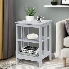 Set of 2 Multifunctional 3-Tier Nightstand Sofa Side Table (Color: Gray)