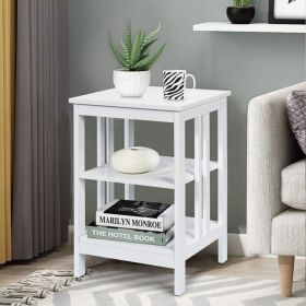 Set of 2 Multifunctional 3-Tier Nightstand Sofa Side Table (Color: White)