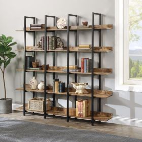 5 Tier Bookcase Home Office Open Bookshelf (Color: Brown)
