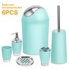 6 Pcs Bathroom Set Ensemble Complete Soap Dispenser Toothbrush Holder