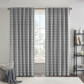 Plaid Rod Pocket and Back Tab Curtain Panel with Fleece Lining (Color: as Pic)