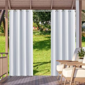 2pack Indoor Outdoor Curtains Waterproof Thermal Insulated (Color: Silver white, size: W52xH94in-132x238cm)