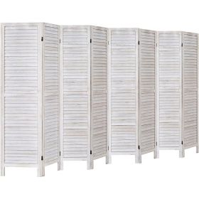 8 Panel Room Divider Room Dividers and Folding Privacy Screens (Color: White-washed10.5 x 5)