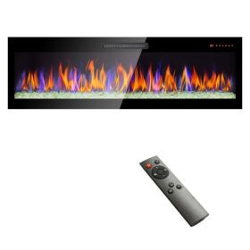 mounted electric fireplace with remote (size: 60inch)