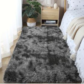 Soft Fluffy Area Rug (Color: Tie Dye Dark Grey, size: 31.5*78.74inch)
