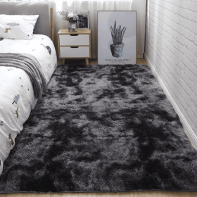 Soft Fluffy Area Rug (Color: Tie Dye Dark Grey, size: 31.5*62.99inch)