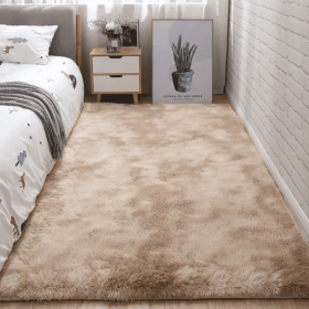 Soft Fluffy Area Rug (Color: Tie-dye Beige, size: 31.5*62.99inch)