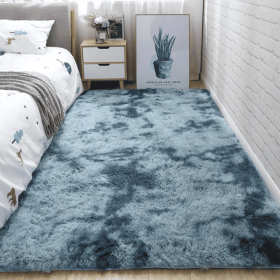 Soft Fluffy Area Rug (Color: Tie-dye Dark Blue, size: 31.5*62.99inch)
