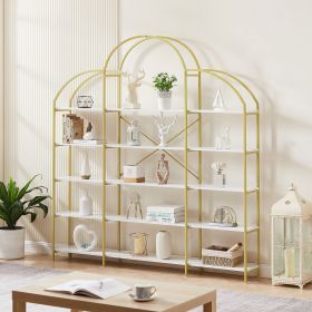 5 Tiers Office Bookcase (Color: Golden+White)