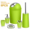6 Pcs Bathroom Set Ensemble Complete Soap Dispenser Toothbrush Holder
