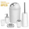 6 Pcs Bathroom Set Ensemble Complete Soap Dispenser Toothbrush Holder