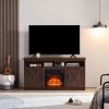Farmhouse TV Media Stand, Home Entertainment Console, with 18" Fireplace Insert,