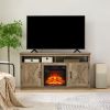 Farmhouse TV Media Stand, Home Entertainment Console, with 18" Fireplace Insert,