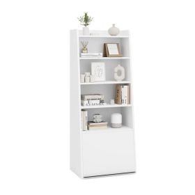 Bookcase Freestanding Ladder Bookshelf (Color: White)