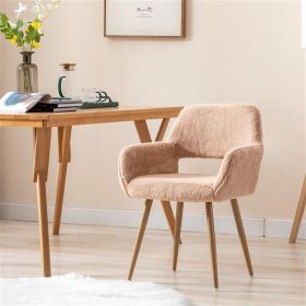 Dining Chairs with Faux Fur, Mid Century Painting Steel Leg for Dining Room (Color: as picture)