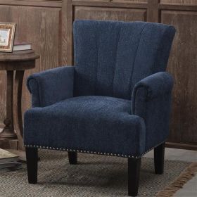 Accent Rivet Tufted Polyester Armchair ,Navy Blue (Color: as picture)