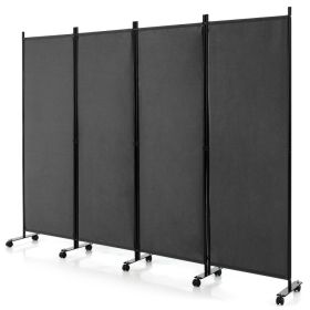 4-Panel Folding Room Divider (Color: Gray)