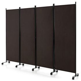 4-Panel Folding Room Divider (Color: Brown)