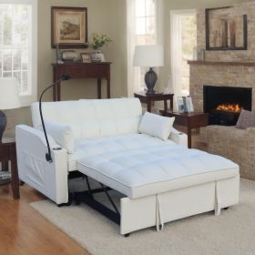 Modern Velvet Loveseat Futon Sofa (Color: Beige)