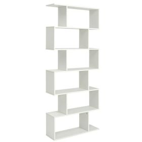 6 Tier S-Shaped Bookshelf (Color: White)