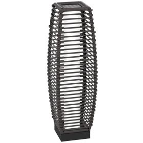 Outsunny Solar Floor Lamp, Outdoor Rattan Garden Lantern Pathway Light (Color: as Pic)