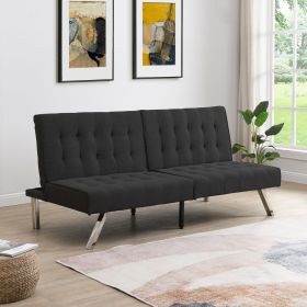 WOOD FRAME, STAINLESS LEG, FUTON, SOFA BED (Color: Black)