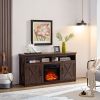 Farmhouse TV Media Stand, Home Entertainment Console, with 18" Fireplace Insert,