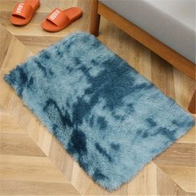 Plush Silk Fur Rug for Indoor - Soft and Luxurious Floor Mat (Color: Tie-dye Sapphire Blue, size: 15.75*23.62inch)