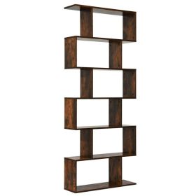 6 Tier S-Shaped Bookshelf (Color: Brown)