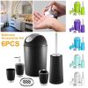 6 Pcs Bathroom Set Ensemble Complete Soap Dispenser Toothbrush Holder