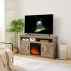 Farmhouse TV Media Stand, Home Entertainment Console, with 18" Fireplace Insert,