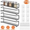 4Pcs Wall Mount Spice Racks Seasoning