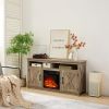 Farmhouse TV Media Stand, Home Entertainment Console, with 18" Fireplace Insert,